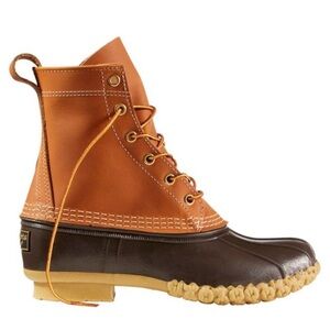 Women's L.L. Bean Classic Tan Brown 8" Leather Rubber Duck Boots Bean Boots 7